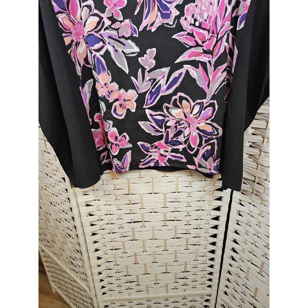 Bob Mackie Wearable Art Womans 1X Multicolor Floral Tunic Bloomcore Boho - Picture 6 of 10